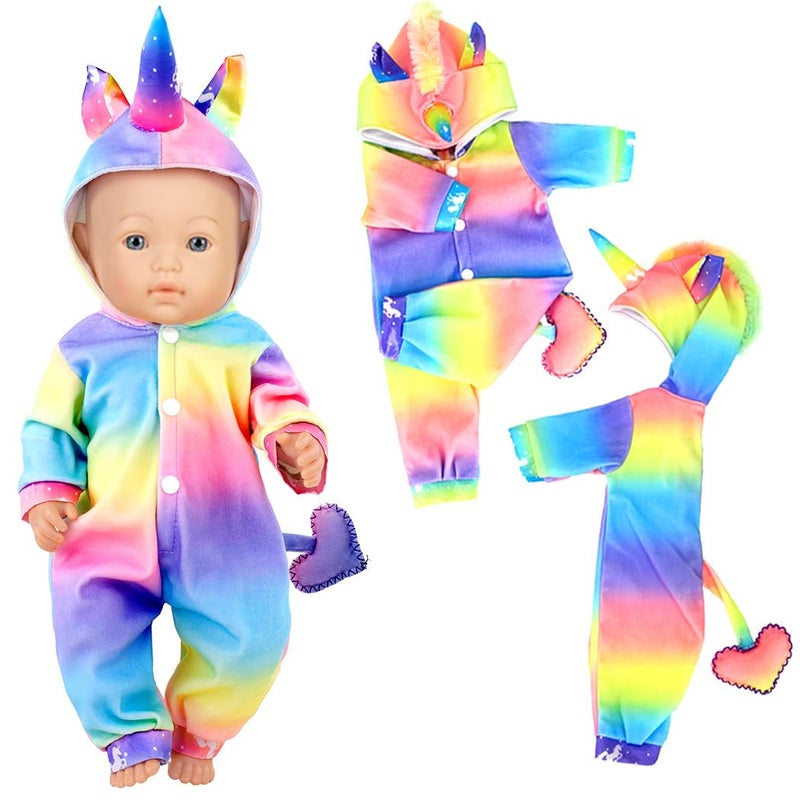 iBayda 7 Sets Baby Doll Clothes & Accessories Include Rompers, Dresses and Hats for 14-16 Inch (35-43cm) Newborn Dolls (Doll Not Included) - Image 3